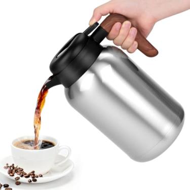 Imagem de Garrafa térmica de café de 1,927 g, aspirador de pó de parede dupla de aço inoxidável, jarras para manter quente, garrafas grandes para chá, líquidos quentes, bebidas frias (prata clássica)