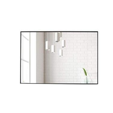 Imagem de Espelho de banheiro montado na parede espelho penteadeira retangular retangular pendurado grande parede decorativa para barbear preto