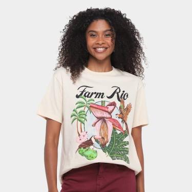 Imagem de Camiseta Farm Media Mangara Farm Rio Feminina, Bege, G