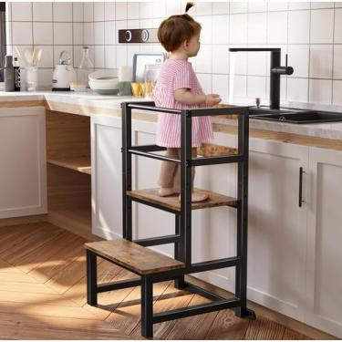 Imagem de Banqueta de Cozinha INNOD para Crianças com Corrimão de Segurança - Ma