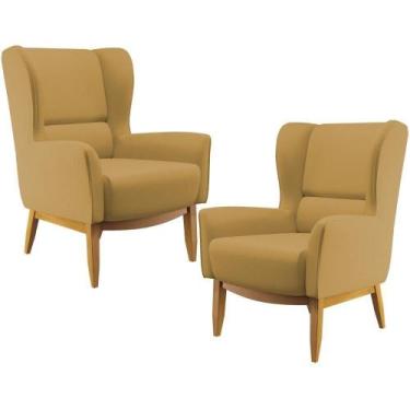 Imagem de Kit 02 Poltronas Milena D02 Veludo Mostarda C-260 - MESTRE DOS COLCHOE
