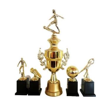 Imagem de Trofeu Campeão + 4 Simbolicos - Brasil Gold