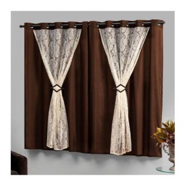 Imagem de Cortina Pequena Para Sala 2,20X1,30 Tabaco e Palha Marrocos - Casa Imp