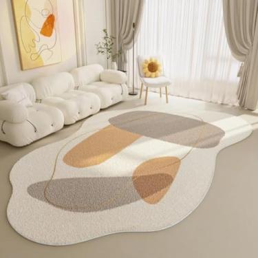 Imagem de Tapetes minimalistas modernos para sala de estar, formato irregular, decoração de quarto, tapete de cabeceira, macio e macio, lavável para casa (200x300 cm/J)