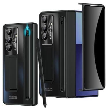 Imagem de YQODSZ Capa para Samsung Galaxy Z Fold 7 com suporte para caneta S e caneta Stylus, protetor de tela de privacidade embutido, proteção antiespião, capa protetora de corpo inteiro com suporte fino para