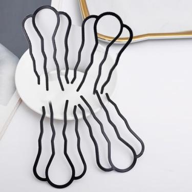 Imagem de 4 peças de pente de cabelo preto em forma de U para trançar garfo torcido, grampos de cabelo encaracolados, moda coreana, acessório de cabeleireiro, 4 dentes