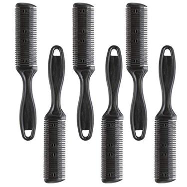 Imagem de Aparador de cabelo com pontas duplas para corte de cabelo feminino, 6 peças (preto)