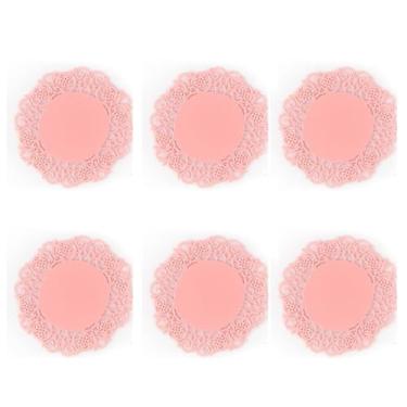 Imagem de Conjunto de 6 porta-copos de silicone - tapetes de mesa impermeáveis e resistentes ao calor, design de renda antiderrapante para balcão de cozinha, protetor de porta-copos de limpeza