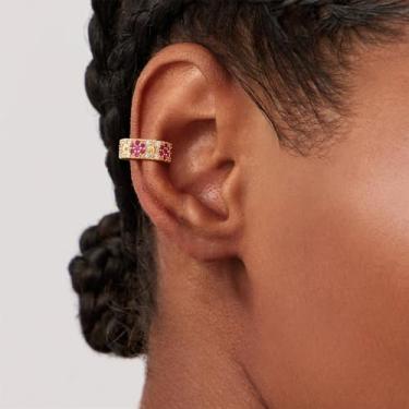 Imagem de Brinco feminino sem piercing banhado a ouro 14 K, zircão cúbico, lindo brinco de flor para presente, Medium, Latão, Sem pedra preciosa