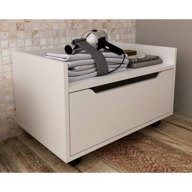 Imagem de Balcão P- Banheiro Suspenso C- Rodizio Bn3647 S- Cuba C- 1 Gaveta 60cm Branco - Tecno Mobili