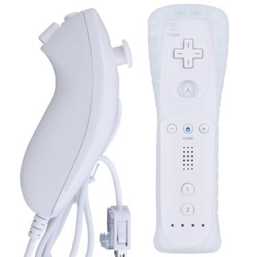Imagem de ZWP Replacement Remote Controller for Wii & Wii U, Built-in 2 in 1 Motion Plus with Silicon Case and Nunchuck (White)