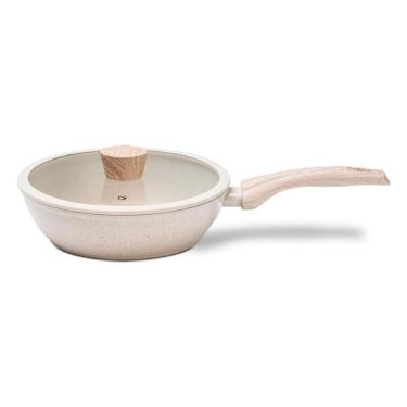 Imagem de Panela Wok Com Tampa 28cm 3,4l Ceramic Life Sirius Fundo De Indução Vanilla Brinox