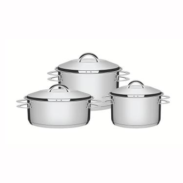 Imagem de Jogo De Panelas Solar Em Aço Inox Com Fundo Triplo Indução 3 Peças - Tramontina 65510740