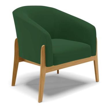 Imagem de Poltrona Stella Veludo Base Madeira Castanho Cor Verde