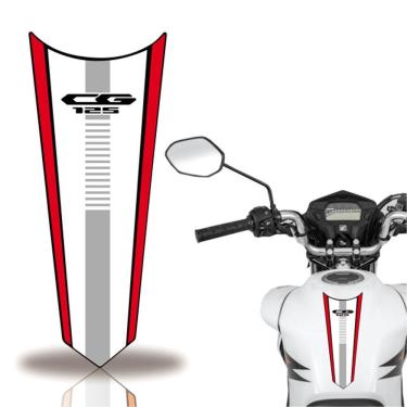 Imagem de Adesivo Faixa Gravata Tanque Moto Cg 160 125 Titan Fan 125 Branco Vermelho