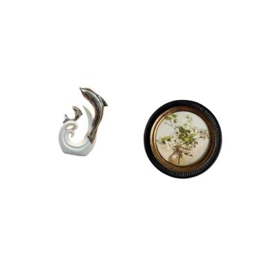 Imagem de Fenteer Estátua Moderna E Abstrata de Golfinho em Cerâmica E Moldura de Resina com Estilo Antigo Europeu para Decoração Retrô de Sala de Estar, Quarto,