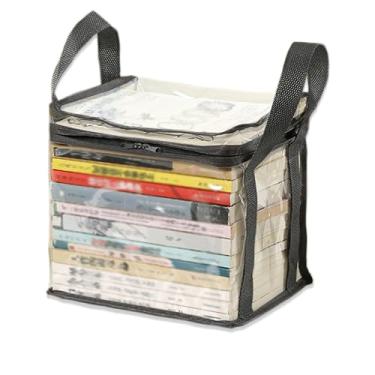 Imagem de Clear Book Storage Bag Plastic Comic Books Organizer 38x24x32cm/15x9x3inches Collapsible Book Display Case with Lid and Lifting Handle for Books Used Books Toys