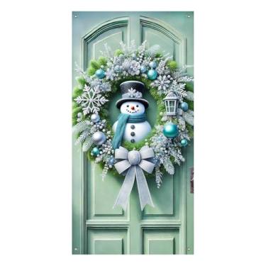 Imagem de BlissYard Decoração de Natal para pendurar na porta de Natal, 89 x 188 cm, engraçada, guirlanda de amendoim, laço xadrez, pinha, baga, férias, decoração de casa sazonal, decoração exclusiva de entrada