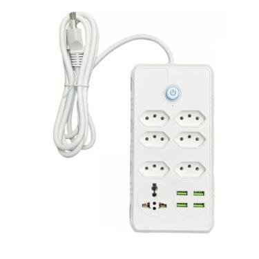 Imagem de Régua Filtro de Linha com 7 Tomadas e 4 Portas USB – Extensão Elétrica Inteligente, Proteção Contra Sobretensão e Sobrecarga