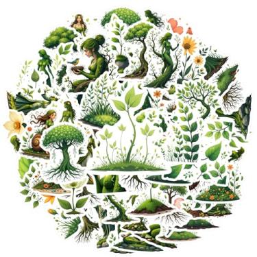 Imagem de 70 peças, natureza, plantas, vegetação, ecológica, floresta, adesivos, brinquedos, artigos de papelaria, material escolar verde, para celular, guitarra, notebook, mala, copo, laptop, bagagem