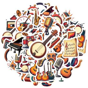 Imagem de 35 peças de instrumentos musicais retrô adesivos de graffiti de áudio Dj adesivos de vinil para telefone faça você mesmo, guitarra, notebook, mala, copo faça você mesmo, telefone, laptop, scrapbook