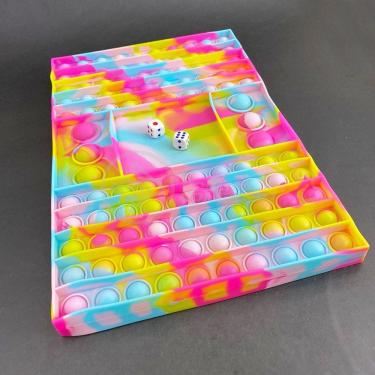 Imagem de Tabuleiro Big Pop It Jogo Anti Stress Rosa, Azul E Amarelo