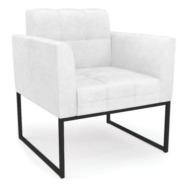 Imagem de Poltrona Elisa Corano Base Metálica Preto D03 - D'rossi Couro Branco