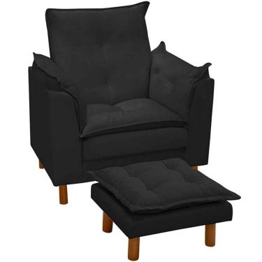 Imagem de Poltrona De Amamentação Com Puff Veludo Preto - Casa Chick
