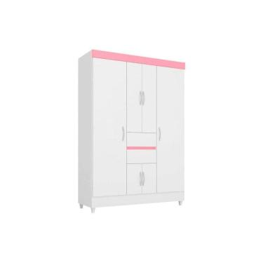 Imagem de Guarda Roupa 6 Portas  e 2 Gavetas Ecom II Branco/Rosa - Demóbile