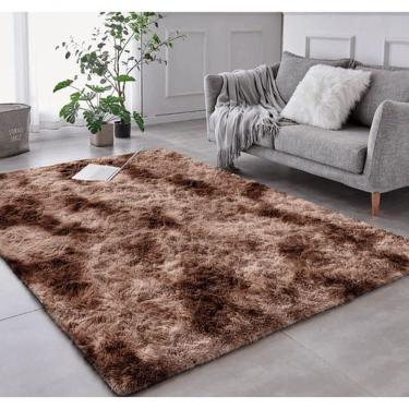 Imagem de Tapete Sala Felpudo Peludo Mesclado Marrom 120 X 200 Cm