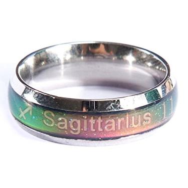 Imagem de Anéis de humor Acchen, 12 Constelações, mudança de cor, sensação de emoção, anel de dedo com caixa Multicor