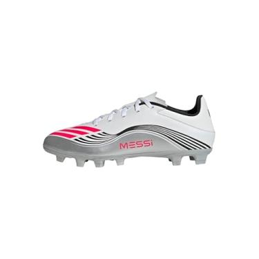 Imagem de adidas Unissex-adulto F50 Messi Club Firm Ground/Multi Ground, Branco/vermelho lúcido/prata metálico, 5.5 Women/4.5 Men