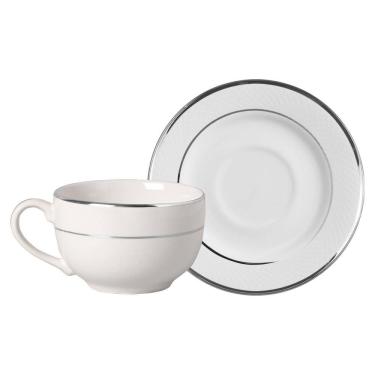 Imagem de Conjunto Com 6 Xícaras De Chá 6 Pires Relevo Prata 250 Ml