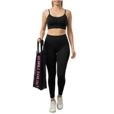 Imagem de Kit Fitness Feminino Top Legging E Regata Ou Camiseta-Feminino