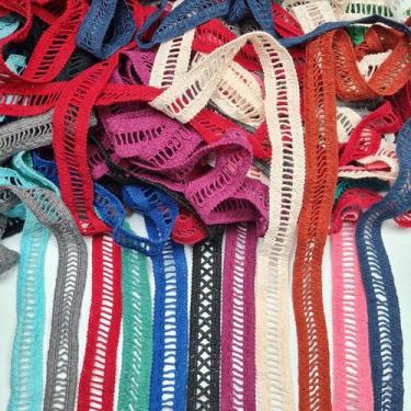 Imagem de 20m Ponto Palito Entremeio 2cm Renda Algodão azul preto artesanatos e 