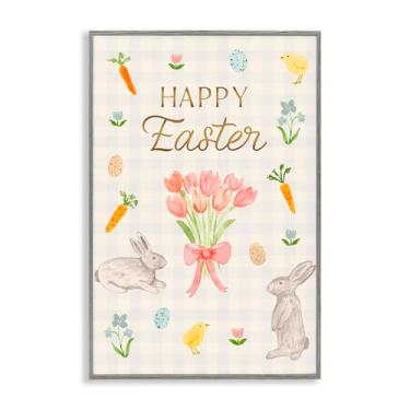 Imagem de Stupell Industries Happy Easter Soft Spring Compilation Arte giclée emoldurada preta, design por Juliet Meeks, 18 x 12