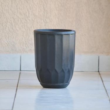 Imagem de Vaso Para Plantas e Flores Decoração Coluna Grega 34x24 com Prato em Polietileno (Preto)