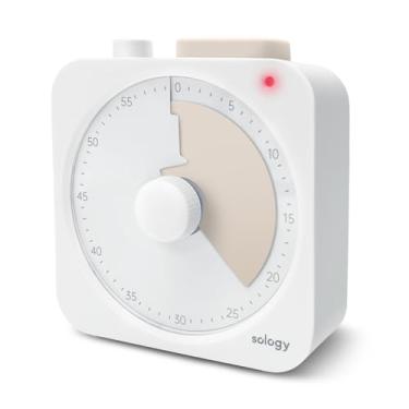 Imagem de sology Mirai Timer, um temporizador visual quadrado para estudar, cozinhar, reuniões, gerenciamento de tarefas, fitness e treinamento muscular. Bonito e elegante, perfeito para uso em desktop. Bege.