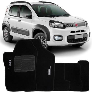 Imagem de Jogo de Tapete Automotivo Carpete Fiat Uno Way 2011 à 2018 Soft Logo Bordado 5 Peças