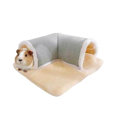 Imagem de Túnel de ninho de algodão de porquinho-da-índia Cama de passagem em forma de L para dormir e brincar com isolamento espesso, brinquedo tubular adequado para porquinhos-da-índia, hamsters, ouriços e
