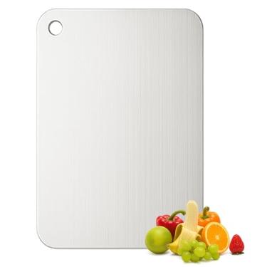 Imagem de Tábua de corte de aço inoxidável, 2025 Tábuas de corte de aço inoxidável 304 para cozinha, tábua de corte de grau alimentício, tábua de corte dupla face, lavável na lava-louças (30 x 20 cm)