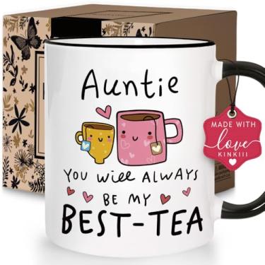 Imagem de Kinkiii Caneca de café Funny Auntie "Best-Tea" presente bonito novidade para tia, aniversário, Natal, Ação de Graças, canecas de café sentimentais para mulheres, canecas fofas presente para tia, 325