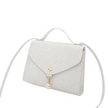 Imagem de Bolsa transversal pequena para mulheres, bolsas de ombro, bolsas de mão com alça ajustável bolsa de ombro elegante feminina, Branco