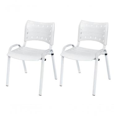 Imagem de Cadeira Iso Base Branco Igreja, Escola, Escritório - Branco - Kit 2 Peças
