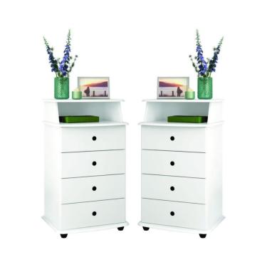 Imagem de Kit De 2 Mesas De Cabeceira Lux Ll Branco