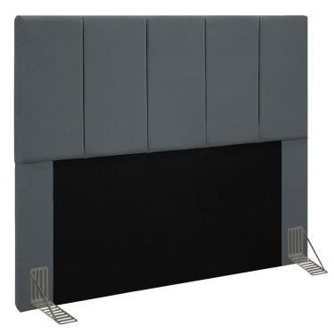 Imagem de Cabeceira Cama Box Casal Queen 160Cm Pérola W01 Suede Cinza