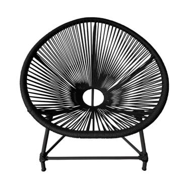 Imagem de Cadeira Acapulco Corda Náutica Base Em Alumínio Preto-preto - Cor: Preto
