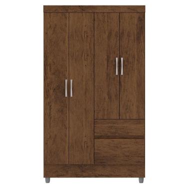 Imagem de Guarda-roupa Solteiro 4 Portas 2 Gavetas Com Pés Ideval Imbuia Rústico