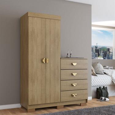 Imagem de Cômoda Roupeiro Ingleses 2 Portas 4 Gavetas Natural - Panorama Móveis