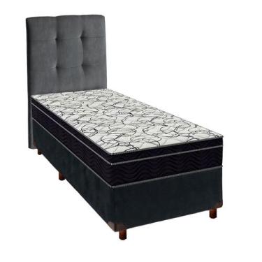 Imagem de Box Cinza+Colchão Solteiro Airtech 150 Ortobom+Cabeceira